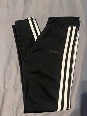 adidas Black Leggings with White Three-Stripe Side Detail